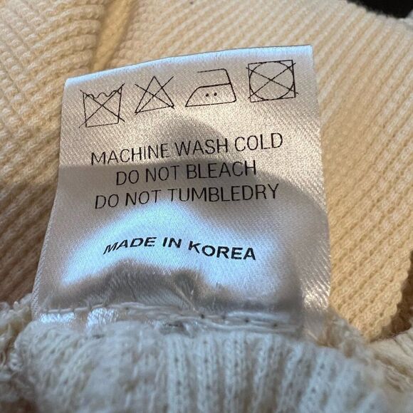 Frankie Shop Jogger Pants Small Bone Waffle Knit Elastic Waist Pockets Relaxed - Picture 12 of 15